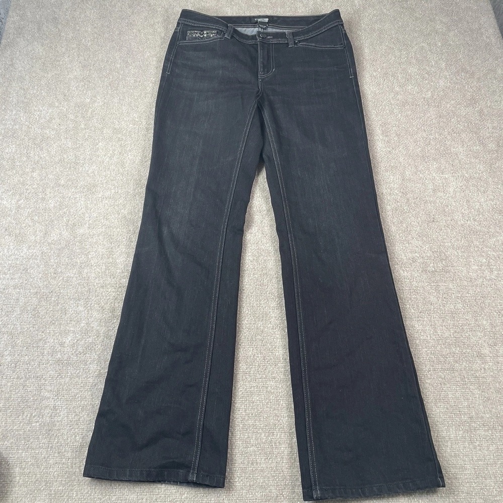 White House Black Market Jeans Womens 8R Black Boot Leg Superstar Rhinestone